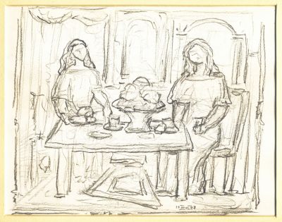 Drawing_161__Women_At_A_Table__1991__7x9__Direct
